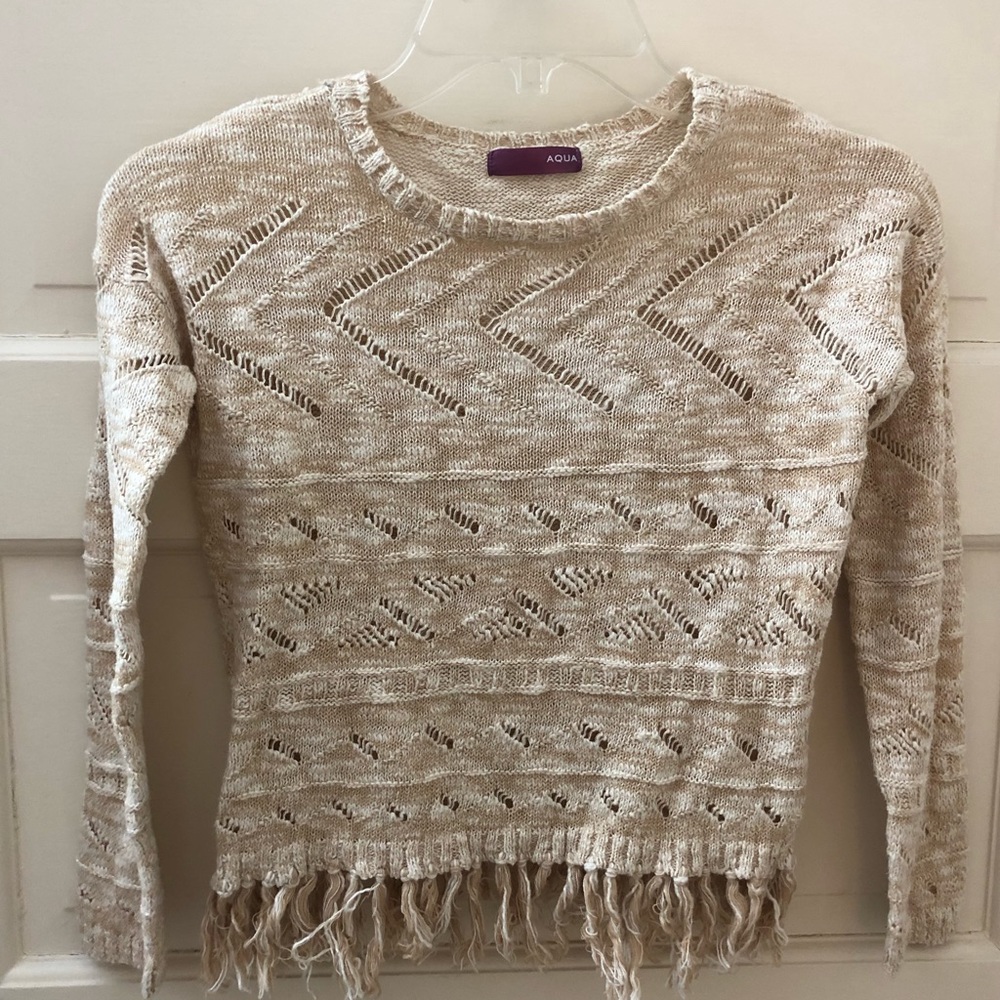 Aqua Girls Cream Sweater, medium